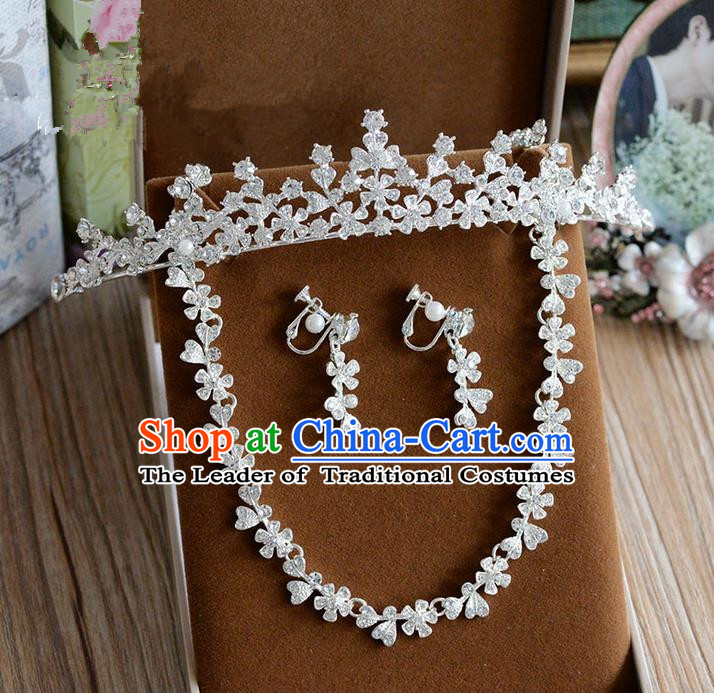 Traditional Jewelry Accessories, Palace Princess Necklace, Wedding Accessories Headwear, Bride Royal Crown, Baroco Style Crystal Earrings for Women