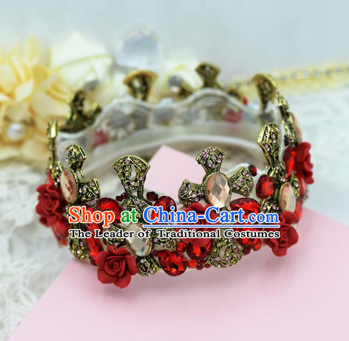 Traditional Jewelry Accessories, Palace Princess Bride Royal Crown, Queen Engagement Royal Crown, Wedding Hair Accessories, Baroco Style Crystal Headwear for Women