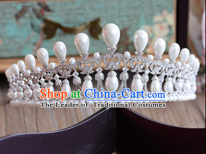 Traditional Jewelry Accessories, Palace Princess Bride Royal Crown, Imperial Royal Crown, Wedding Hair Accessories, Baroco Style Zircon Pearl Headwear for Women