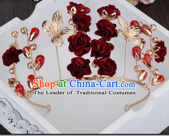 Traditional Jewelry Accessories, Princess Hair Accessories, Bride Wedding Hair Accessories, Headwear, Baroco Style Flowers Royal Crown for Women