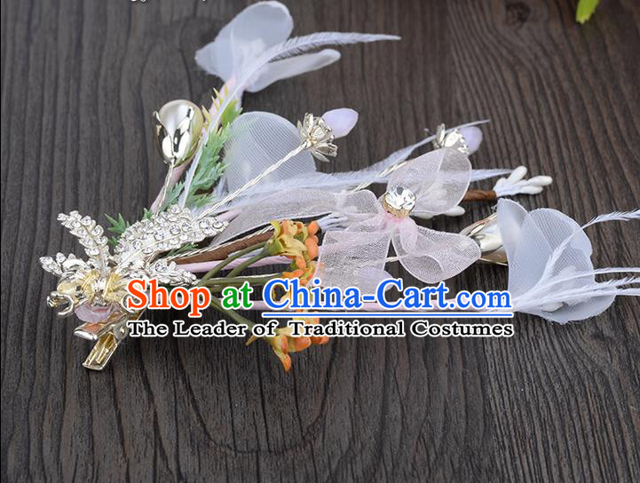 Traditional Jewelry Accessories, Princess Hair Accessories, Bride Wedding Hair Accessories, Headwear, Baroco Style Crystal Flowers Hair Claw for Women