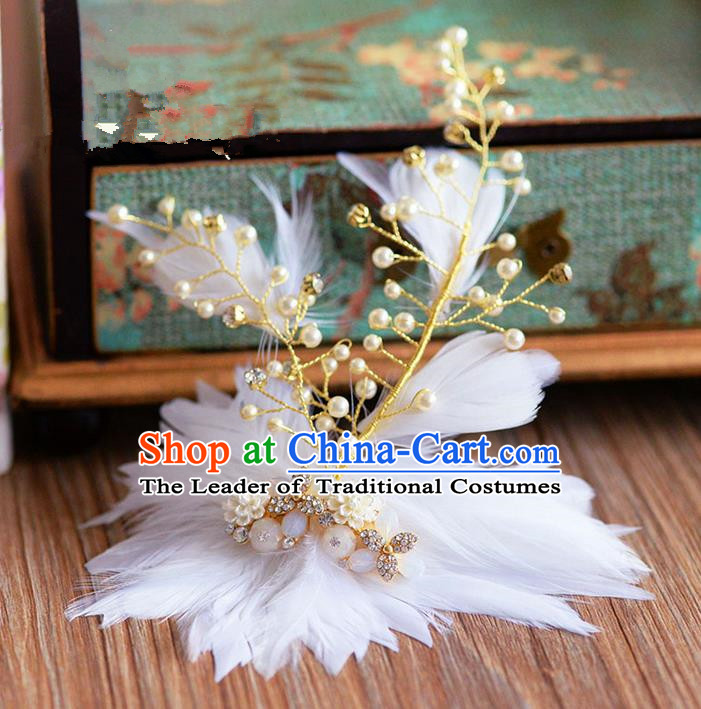 Traditional Jewelry Accessories, Princess Wedding Hair Accessories, Bride Wedding Hair Accessories, Headband, Baroco Style Handmade Feather Hair Claw for Women