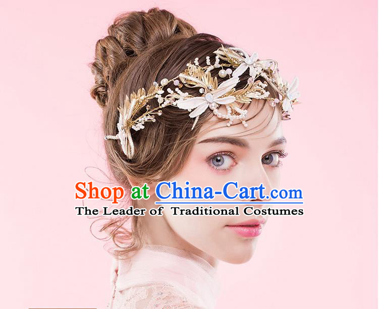 Traditional Jewelry Accessories, Princess Wedding Hair Accessories, Bride Wedding Hair Accessories, Headband, Baroco Style Handmade Crystal Pearl Dragonfly Hair Claw for Women