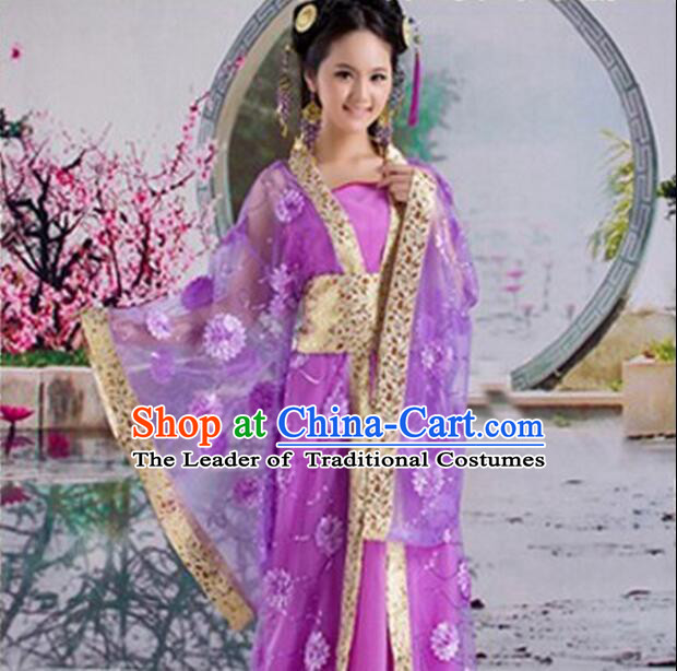 Tang Suit Princess Chinese Traditional Costumes Classic Fairy Stage Show Clothes Purple