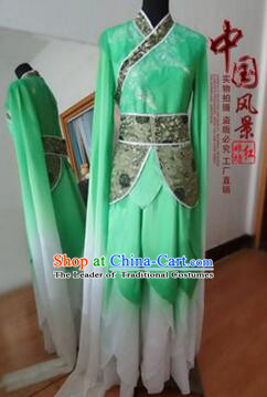 Chinese Traditional Costume Empresses in the Palace Water Sleeves Qi Xian nv Dancing Clothes Jing Hong Wu Green