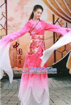 Chinese Traditional Costume Empresses in the Palace Water Sleeves Qi Xian nv Dancing Clothes Jing Hong Rose Red