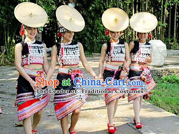 Traditional Chinese Dai Nationality Dancing Costume, Folk Dance Ethnic Costume, Chinese Minority Nationality Dancing Costume for Women