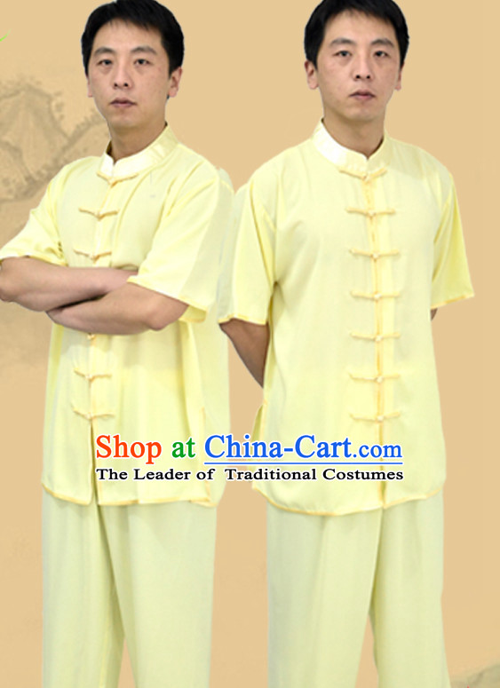 Top Yellow Kung Fu Outfit Martial Arts Uniform Kung Fu Training Clothing Gongfu Suits for Men Women Adults Children