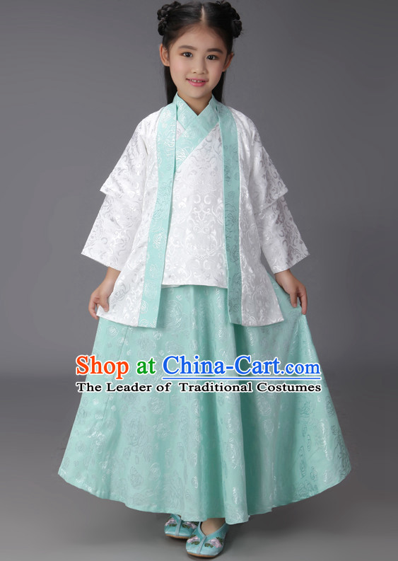 Ancient Chinese Classical Hanfu Outfits Clothing Complete Set for Kids Girls