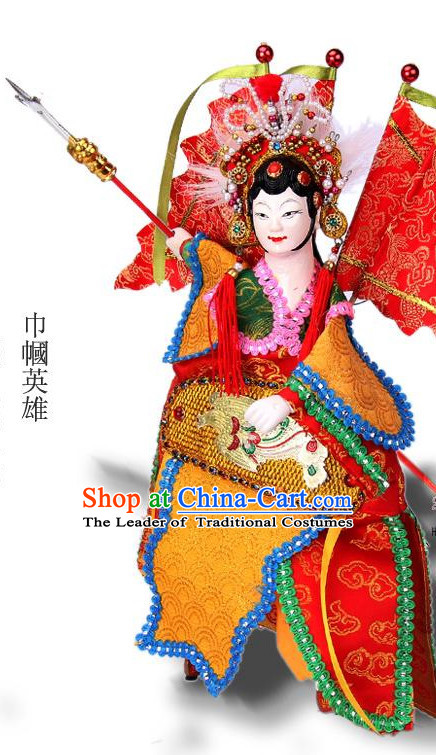 Traditional Chinese Handmade Mu Guiying Heroine Glove Puppet String Puppet Hand Puppets Hand Marionette Puppet Arts Collectibles