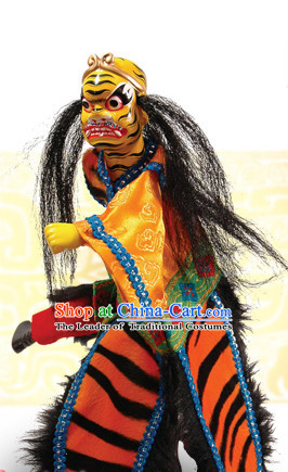 Traditional Chinese Handmade Yellow Tiger Immortal Hand Puppets Hand Marionette Puppet