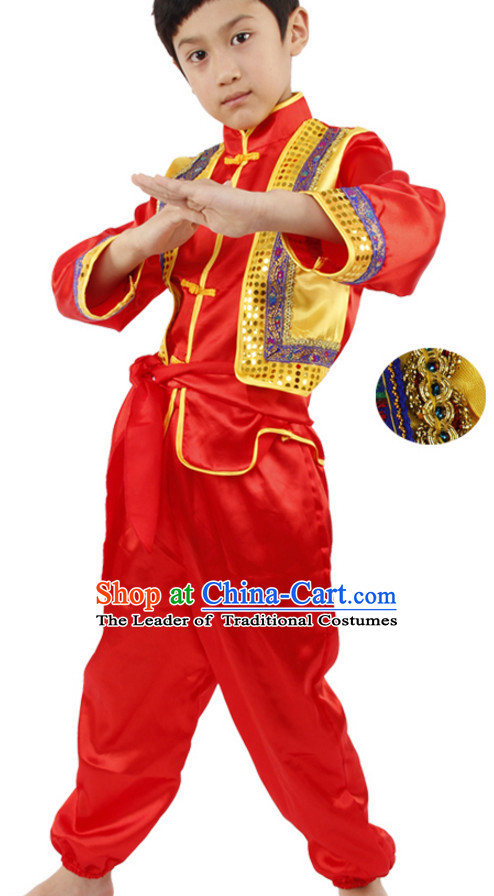 Chinese Folk New Year Dancing Costumes for Boys Kids Children