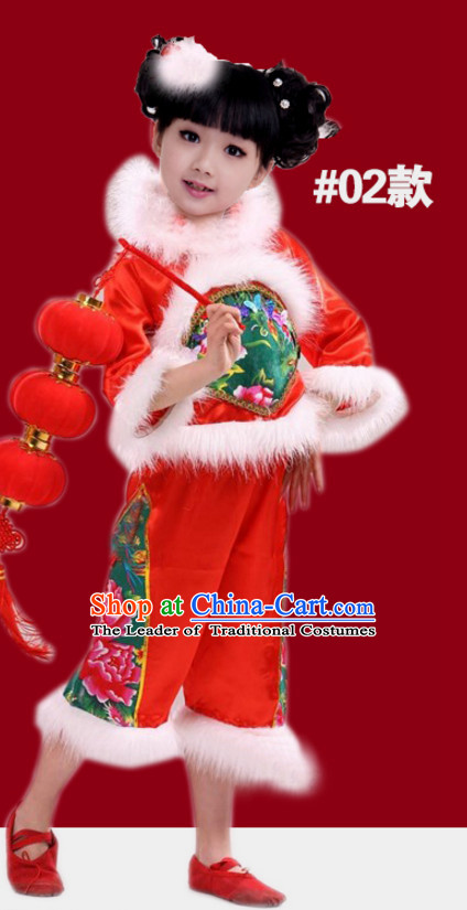 Chinese Traditional New Year Dance Suits for Girls Kids Children