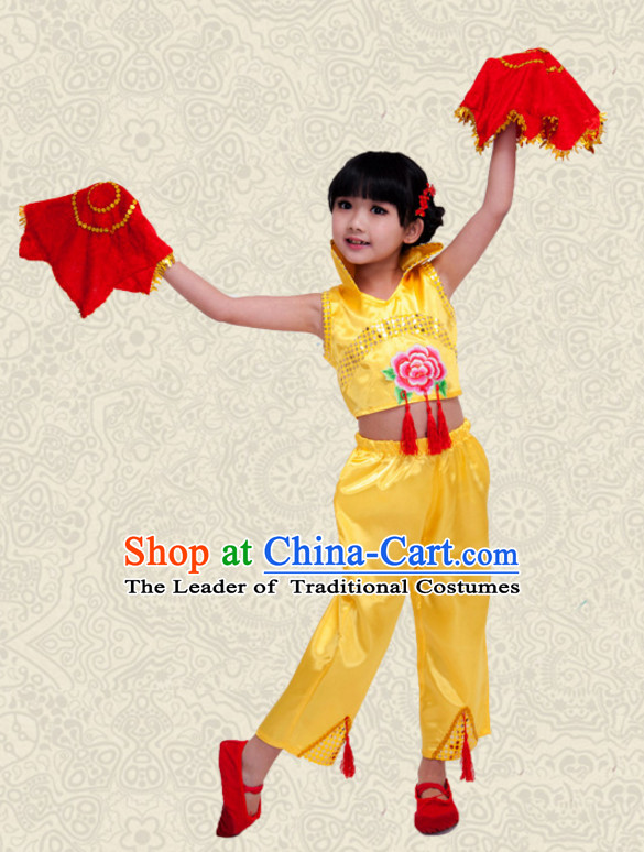 Chinese Traditional Lunar New Year Mandarin Dance Costumes for Girls Kids Children