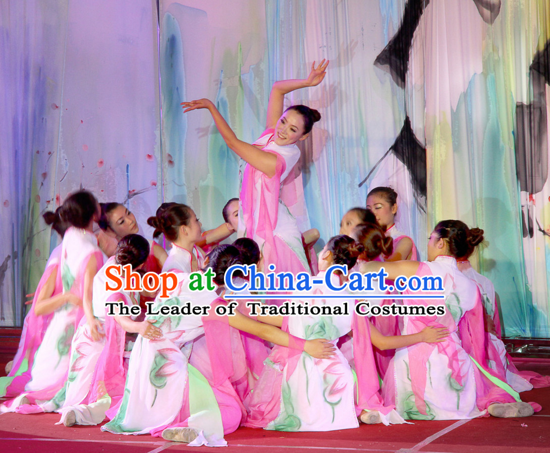 Chinese Folk Dance Costume and Headpieces for Women