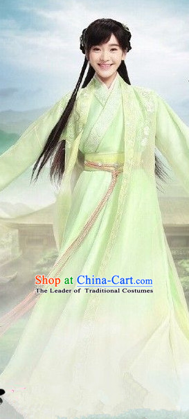 Ancient Chinese Fairy Costumes and Hair Jewelry Complete Set for Women Girls