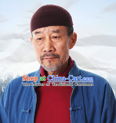 Traditional Chinese Handmade Dark Red Hat for Men
