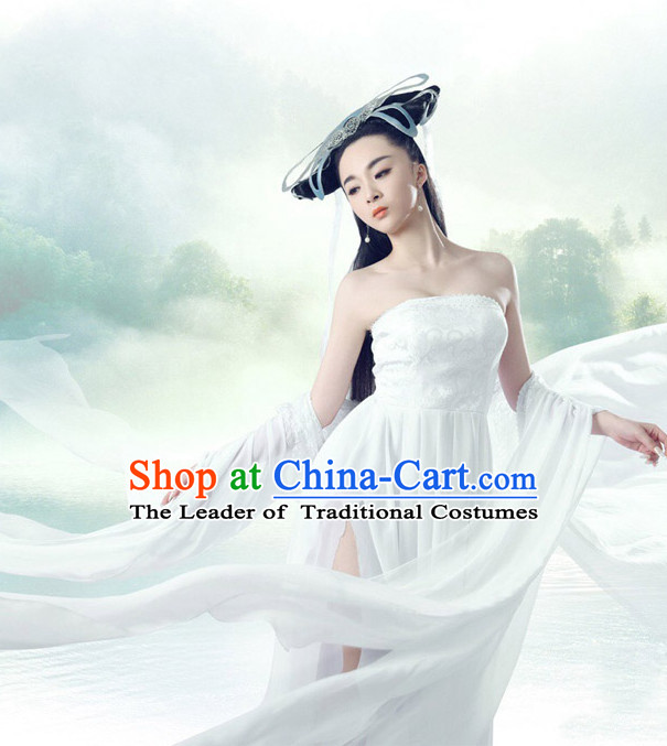 Chinese Ancient Fairy Costume and Hair Jewelry Complete Set for Women
