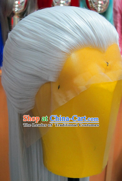 Chinese Traditional Wig Ancient Men Wigs Ladies Wigs White Wigs Male Lace Front Wigs Tailor-made Hair Pieces