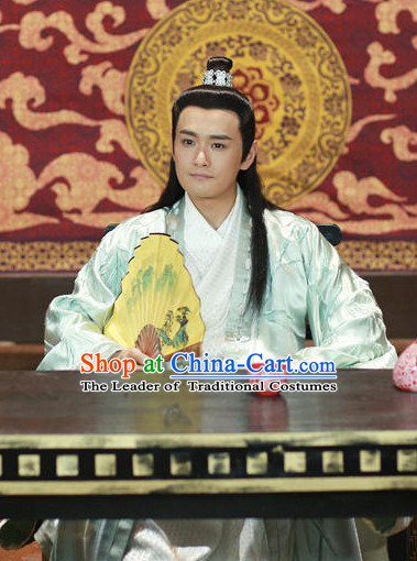 Ancient Chinese Fashion Black Long Wigs and Hair Accessory for Men