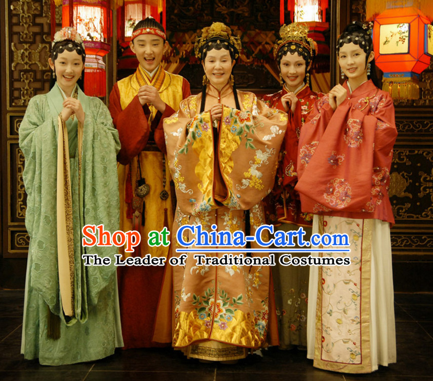 Hong Lou Meng Great Drama Ancient Chinese Traditional National Hanfu Dress Costumes Clothes Ancient China Clothing for Five People