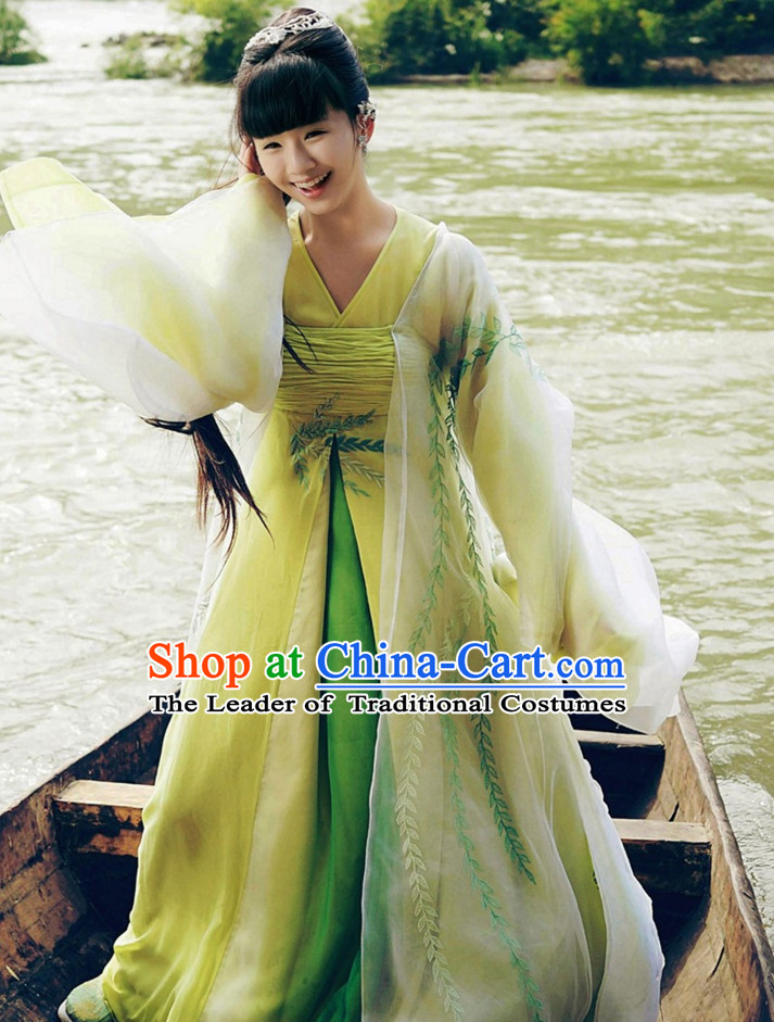 Ancient Chinese Style Beauty Hanfu Costumes Dress Authentic Clothes Culture Han Dresses Traditional National Dress Clothing and Headpieces Complete Set