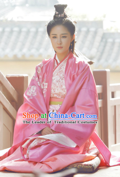 Traditional Chinese Ancient Princess Costumes and Hairpieces Complete Set for Women