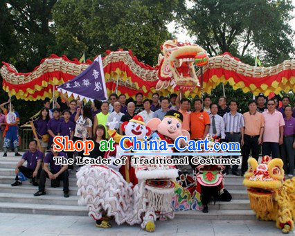 White Hok San Supreme Chinese Traditional Lion Dance Costume Complete Set