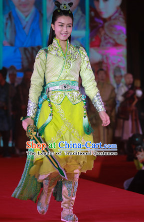 Chinese Ancient Princess Fighting Garment Costumes Complete Set for Women Girls