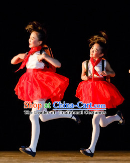 Chinese Primary School Students Dance Costumes Complete Set for Kids Girls