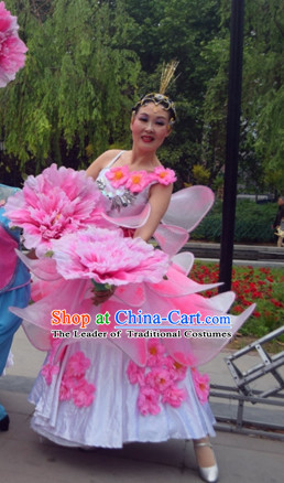 Chinese Folk Flower Dance Costumes Complete Set for Women