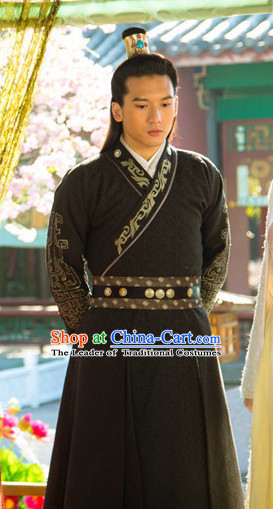 Chinese Ancient Style Male Hanfu Clothing and Coronet Complete Set