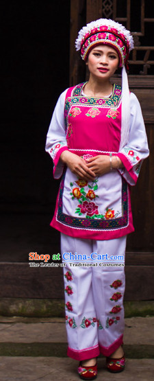 Chinese Folk Dance Ethnic Wear China Clothing Costume Ethnic Dresses Cultural Dances Costumes Complete Set