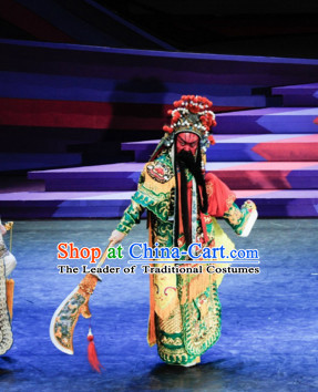Chinese Classical Opera Guan Gong Dance Costume Folk Dancing Costumes Traditional Chinese Dance Costumes Asian Dancewear Complete Set for Men Boys