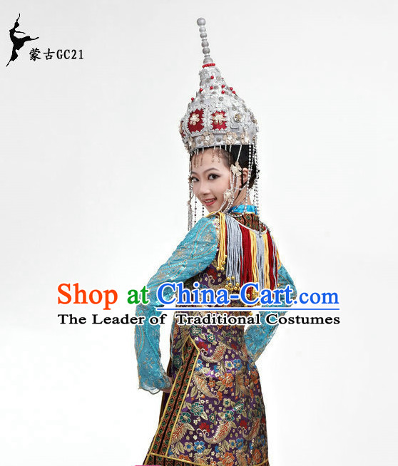Traditional Chinese Stage Performance Ethnic Mongolian Dancing Costumes for Women Girls