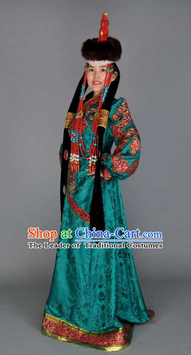 Traditional Chinese Mongolian Empress Garment Clothes Complete Set for Women
