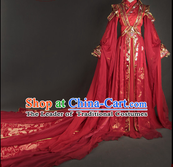 Chinese Women Traditional Royal Empress Wedding Dress Cheongsam Ancient Chinese Imperial Clothing Cultural Bridal Robes Complete Set