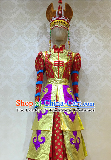 Chinese Mongolian Folk Dance Costume for Women or Girls