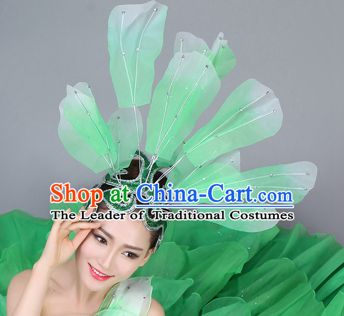 Green Chinese Dance Hair Accessories Headpiece Headdress Phoenix Crown Hair Decoration Head Hairpin Accessories Comb Wedding Headwear Hair Accessorie Head Dress