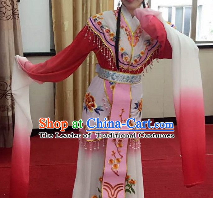 Chinese Yue Opera Long Sleeves Dance Costumes Huang Mei Opera Costume Complete Set for Women Girls Children Adults