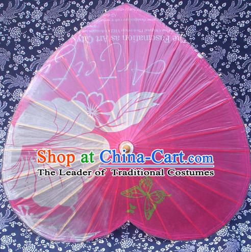 Heart Shape Traditional Rainproof Handmade Chinese Classic Oil Paper Umbrellas China Dance Umbrella Stage Performance Umbrella Dancing Props