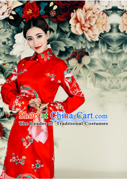 Traditional Qing Dynasty Chinese Women Empress Clothing Imperial Princess Dresses National Costume and Hair Ornaments Complete Set