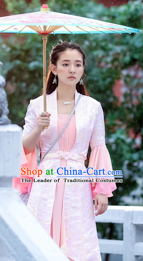 Chinese Ancient Female Hero Costumes and Headpieces Complete Set for Women