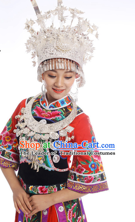 lao Miao clothes Chinese miao laos miao hat huicostume temple Minority Dresses Miao silver Thai costume Bai Yi Minority minority Dance