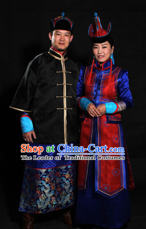 Chinese Mongolian Minority Mongol Women and Men Dress Mongolia Minority Dresses Ethnic Mongolian Costume Complete Set