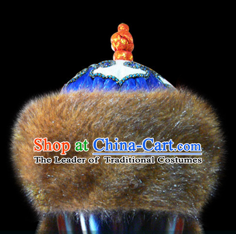 Traditional Chinese Mongolian Emperor Fur Hat