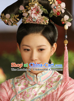Traditional Chinese Women Qing Empress Headpiece Princess Headdress Palace Hair Decorations Royal Hair Sticks Head Gear Hair Decoration Set