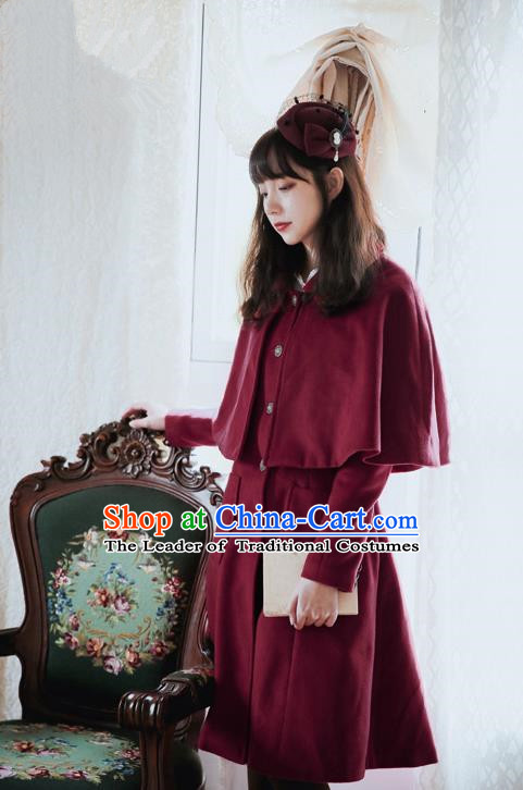 Traditional Classic Women Clothing, Traditional Classic British Restoring Ancient Ways Cape Coat Woolen Dust Coat for Women