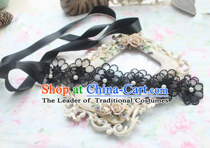 Traditional Classic Hair Accessories, Restoring Ancient Lace Princess Handmade Flowers Hair Ribbon for Women