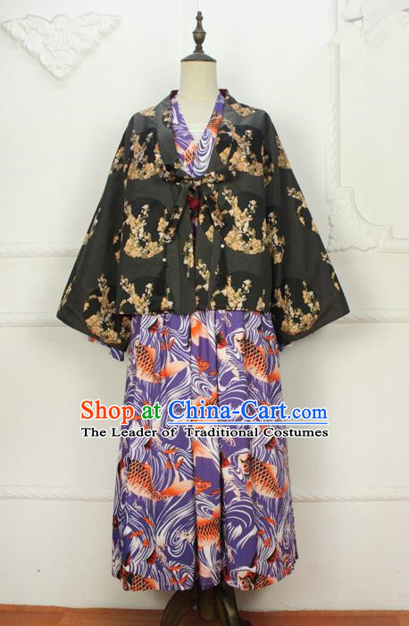 Traditional Japanese Restoring Ancient Kimono Costume Haori Smock, China Kimono Modified Coat Short Cardigan for Women